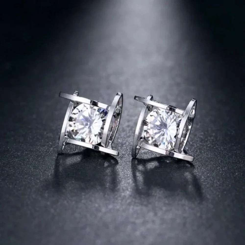 New.Silver 3D Cage  Stud Earrings, beautiful Earrings, cute Earrings - Picture 8 of 8